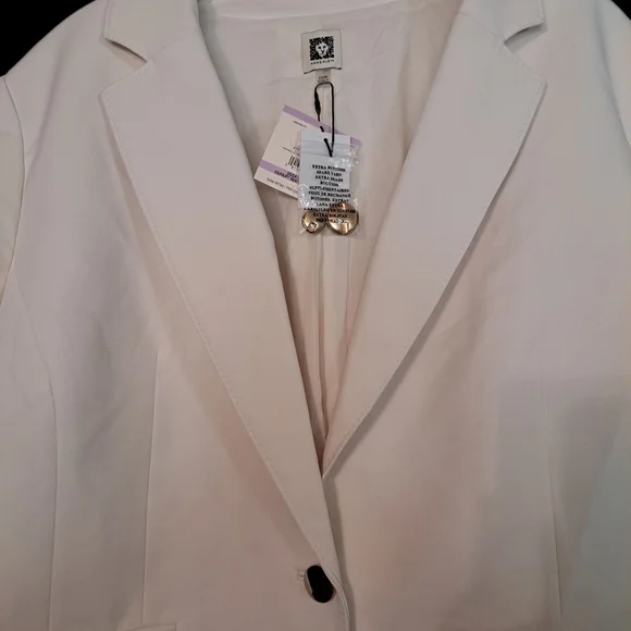 NWT Anne Klein White Lined Single Button Blazer 22W - Picture 4 of 6